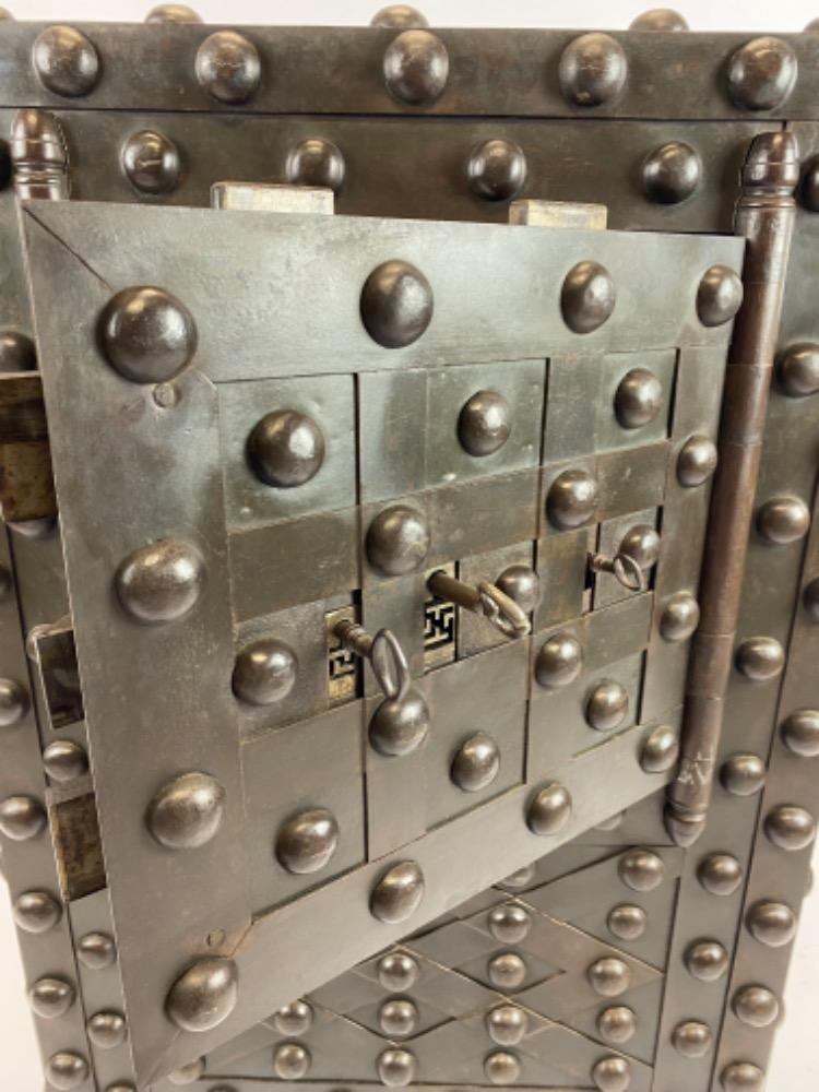 A 19thC. Wrought iron safe by Charf. 