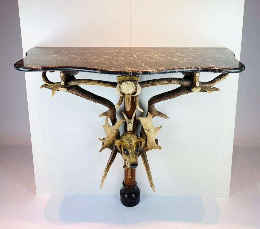 A Black Forest antlers console. 