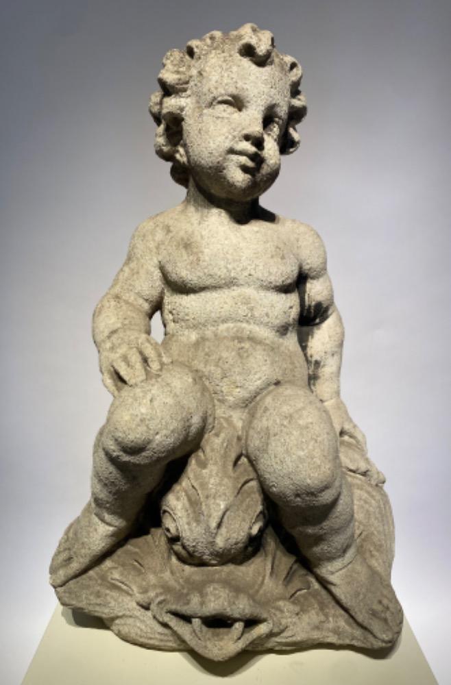 A Carved sandstone putto /fountain. 