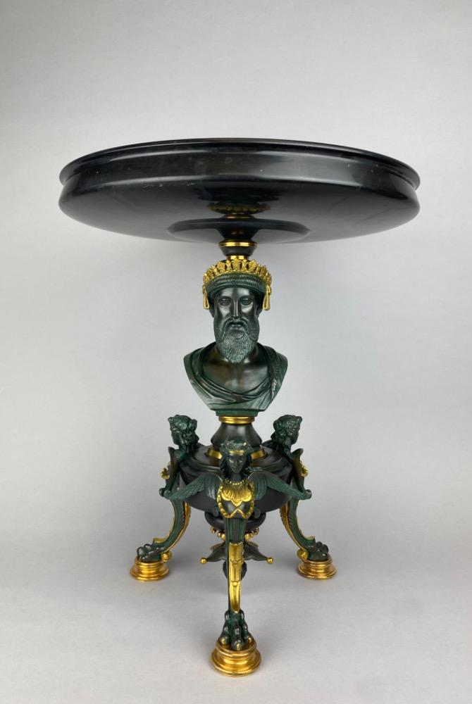 A fine Napoleon III bronze and marble centerpiece by Georges Emile Henri Servant