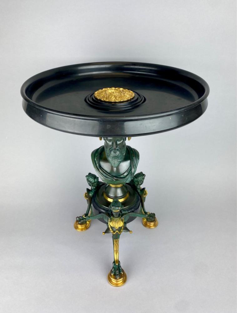 A fine Napoleon III bronze and marble centerpiece by Georges Emile Henri Servant