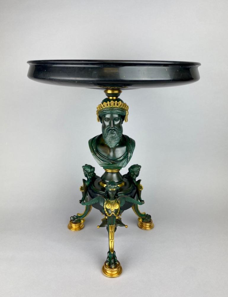 A fine Napoleon III bronze and marble centerpiece by Georges Emile Henri Servant