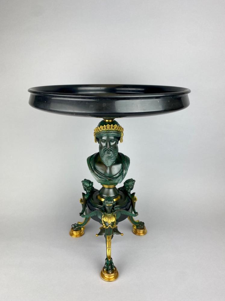 A fine Napoleon III bronze and marble centerpiece by Georges Emile Henri Servant