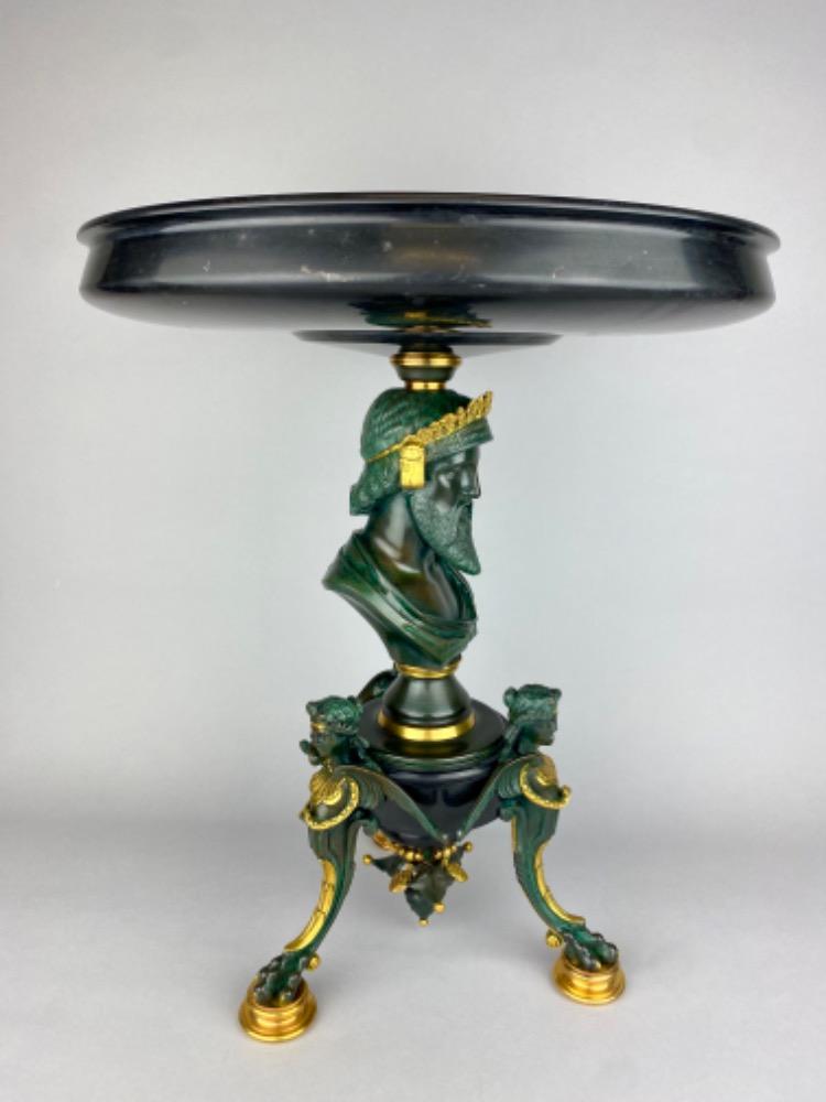 A fine Napoleon III bronze and marble centerpiece by Georges Emile Henri Servant