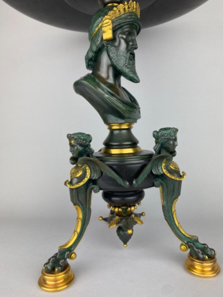 A fine Napoleon III bronze and marble centerpiece by Georges Emile Henri Servant