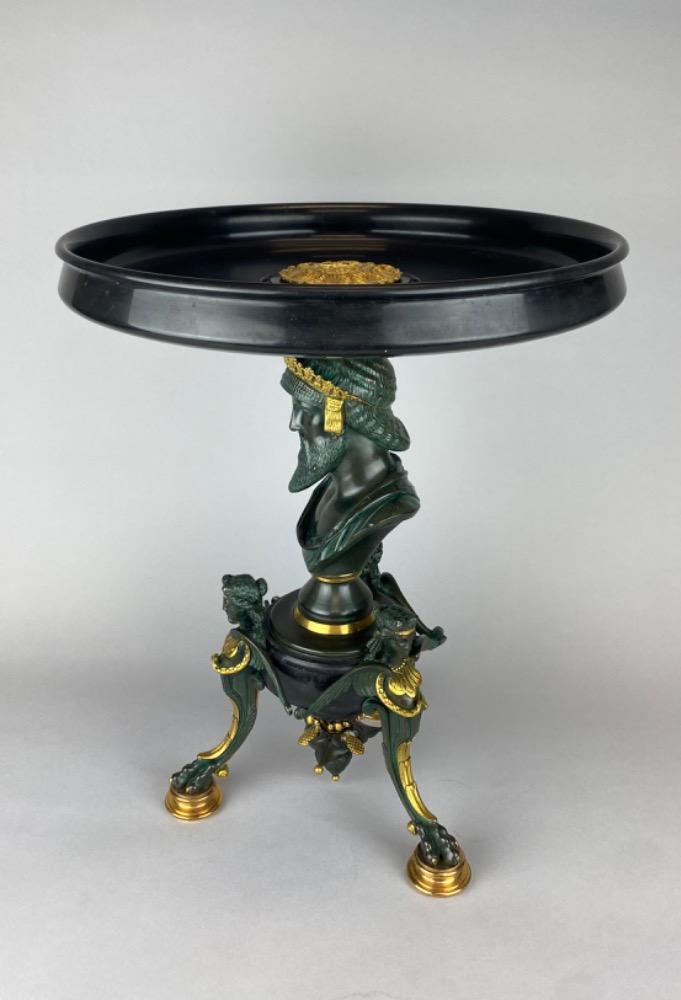 A fine Napoleon III bronze and marble centerpiece by Georges Emile Henri Servant