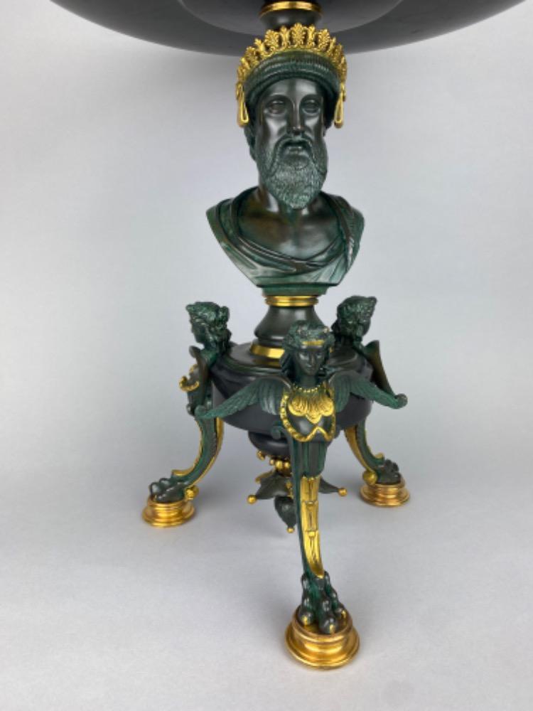 A fine Napoleon III bronze and marble centerpiece by Georges Emile Henri Servant