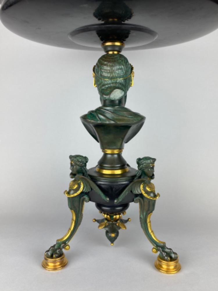 A fine Napoleon III bronze and marble centerpiece by Georges Emile Henri Servant