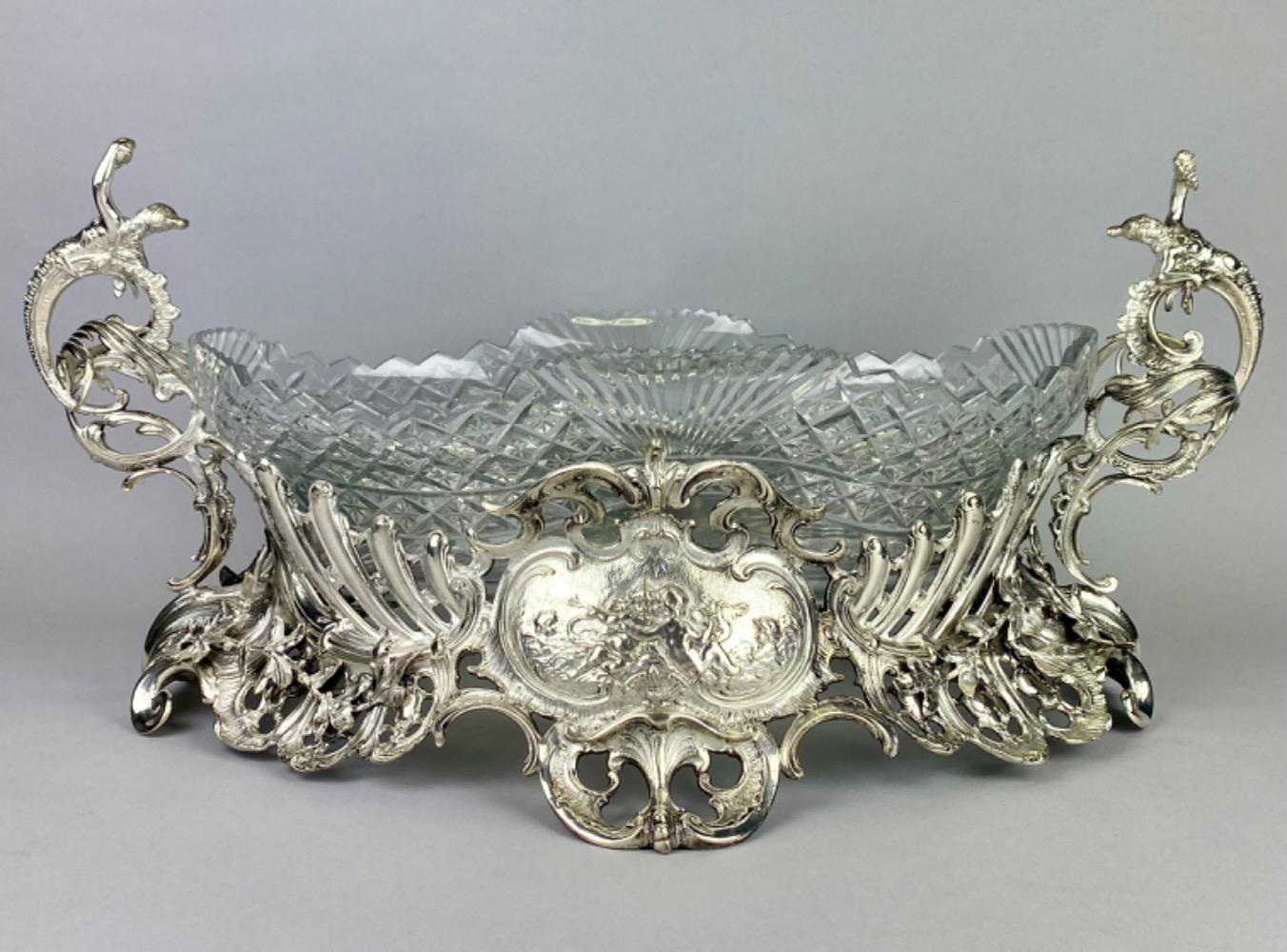 A large late 19thC silver plated jardinière