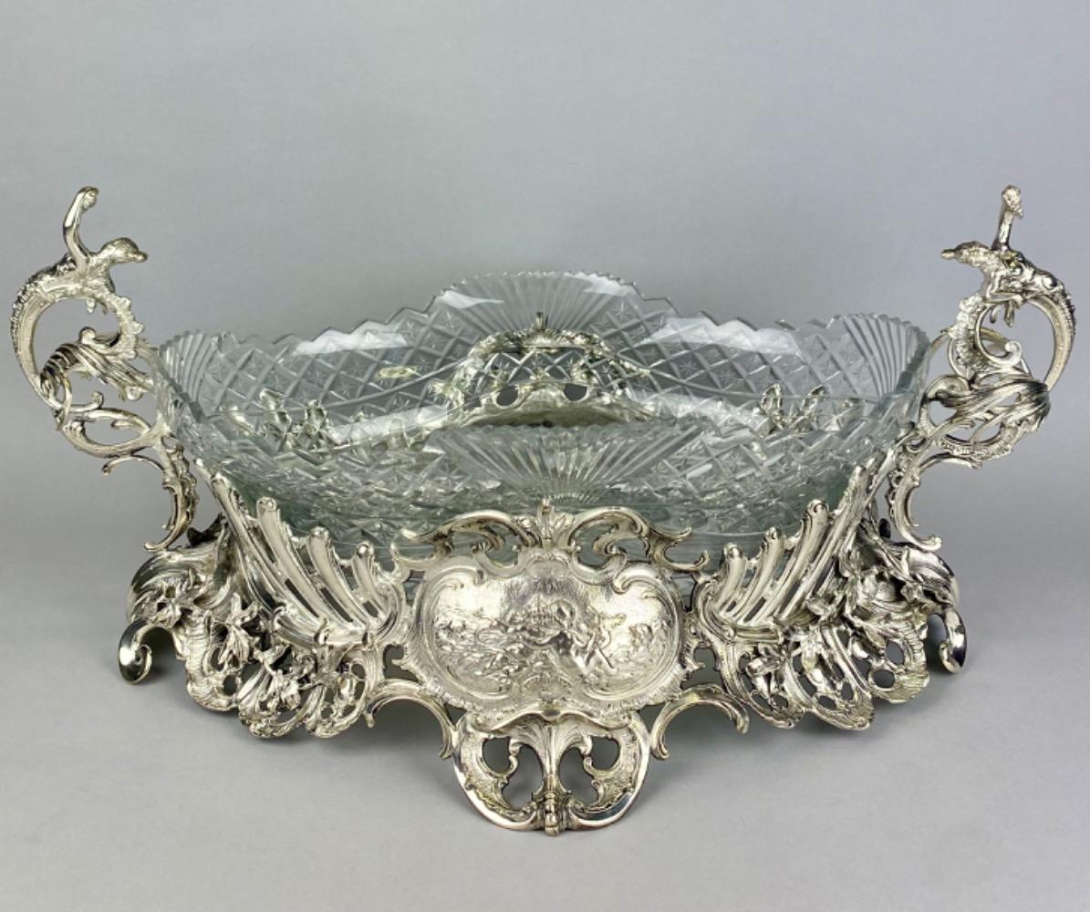 A large late 19thC silver plated jardinière