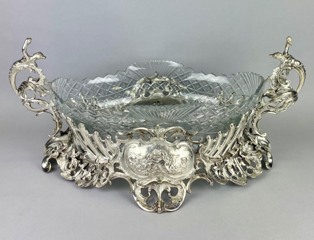 A large late 19thC silver plated jardinière