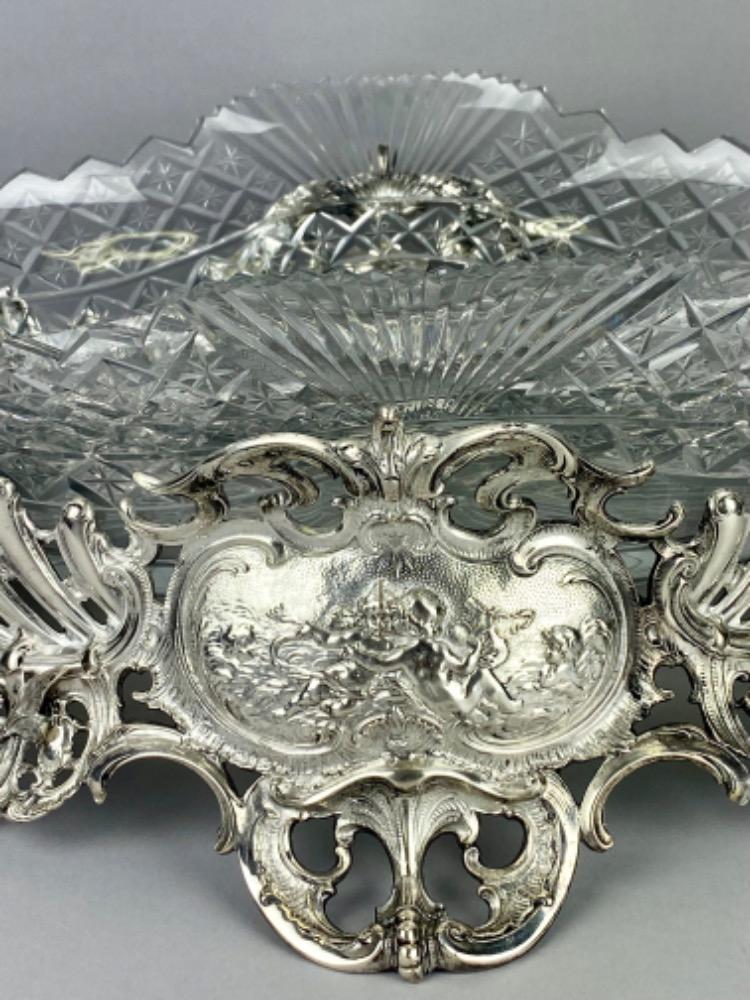 A large late 19thC silver plated jardinière