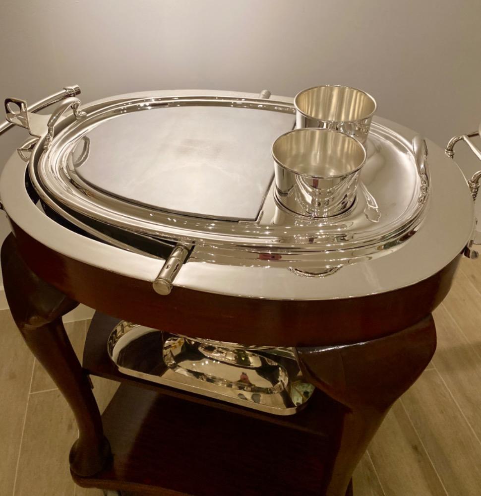 A silver plated meat trolley by Drakes London