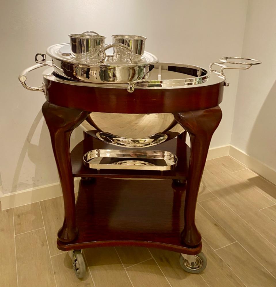 A silver plated meat trolley by Drakes London