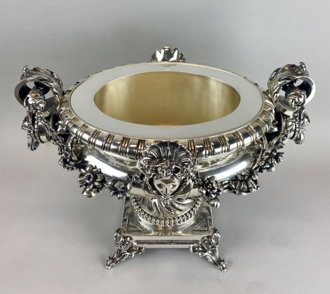 A spectacular 19thC. large silver-plated bronze jardiniere 