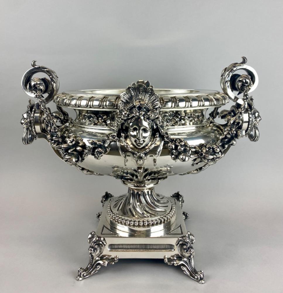 A spectacular 19thC. large silver-plated bronze jardiniere 