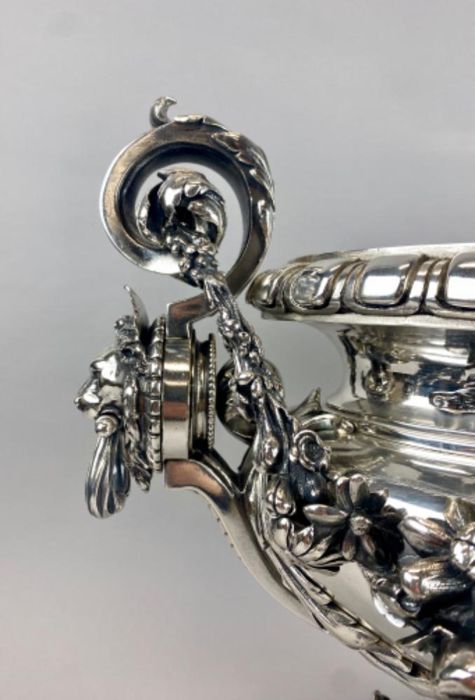 A spectacular 19thC. large silver-plated bronze jardiniere 