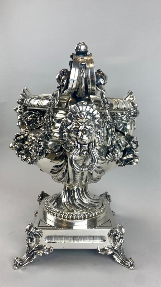 A spectacular 19thC. large silver-plated bronze jardiniere 