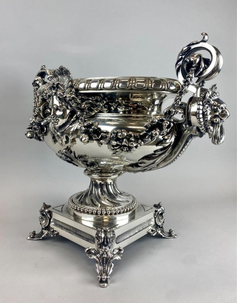 A spectacular 19thC. large silver-plated bronze jardiniere 