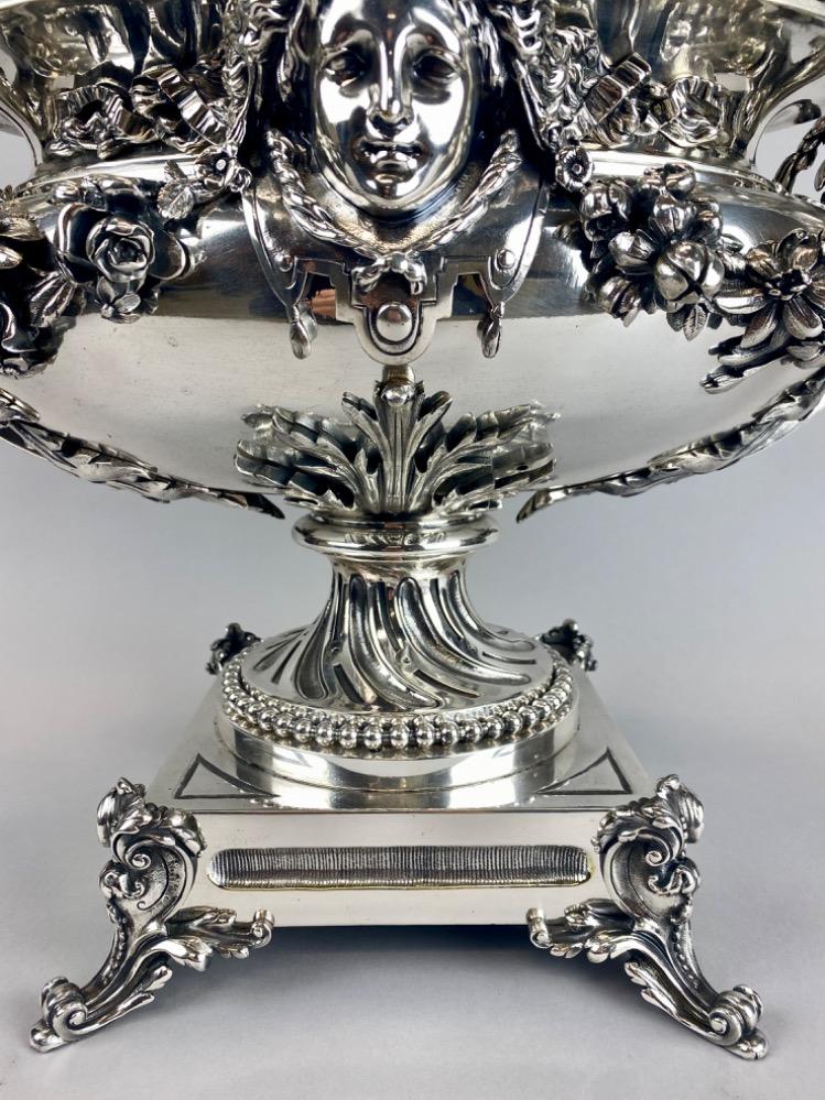 A spectacular 19thC. large silver-plated bronze jardiniere 