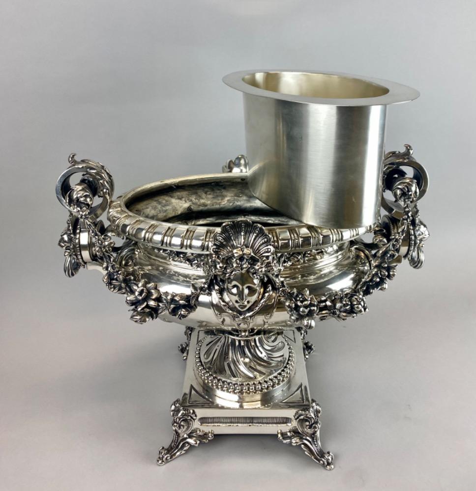 A spectacular 19thC. large silver-plated bronze jardiniere 