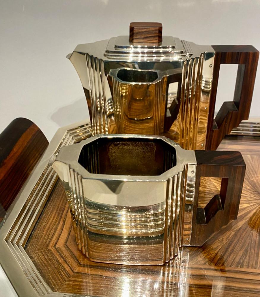 An Art Deco solid silver coffee and tea service by Delheid Frères Brussels.