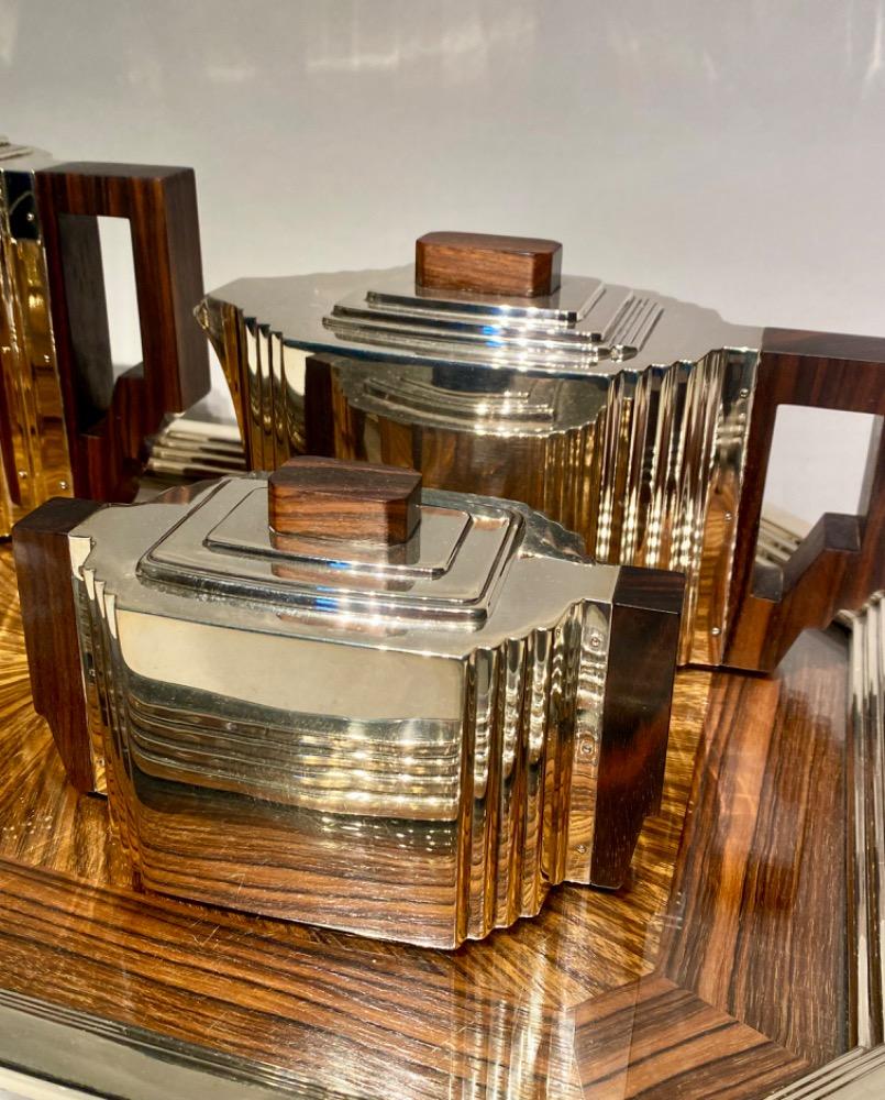 An Art Deco solid silver coffee and tea service by Delheid Frères Brussels.