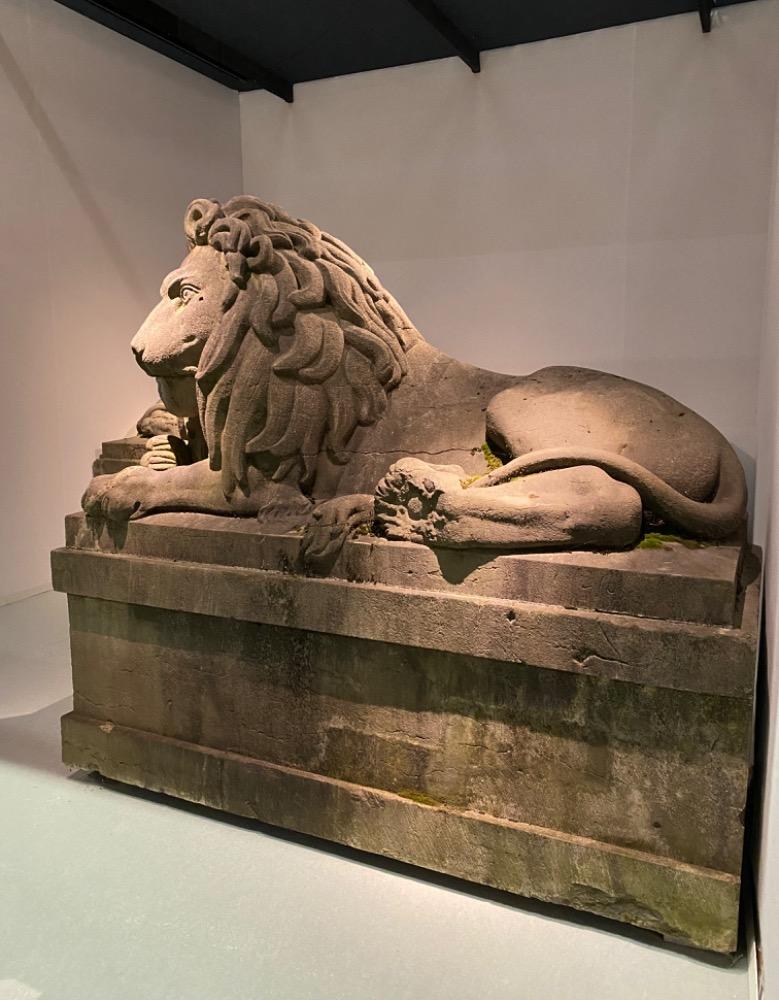 Exceptional pair of 19th century monumental bluestone lions.