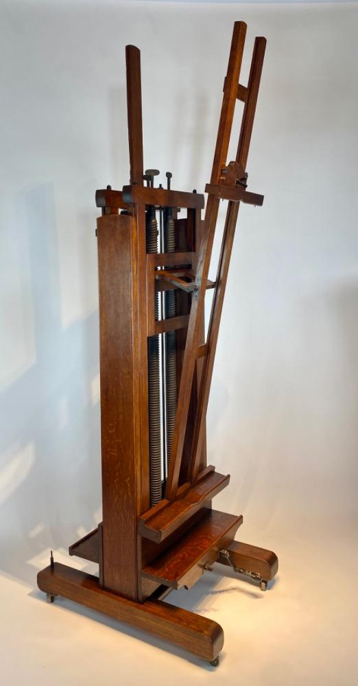 Large oak double studio easel. 