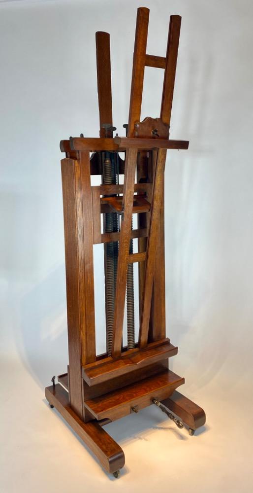 Large oak double studio easel. 