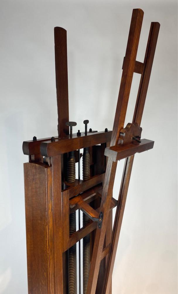 Large oak double studio easel. 