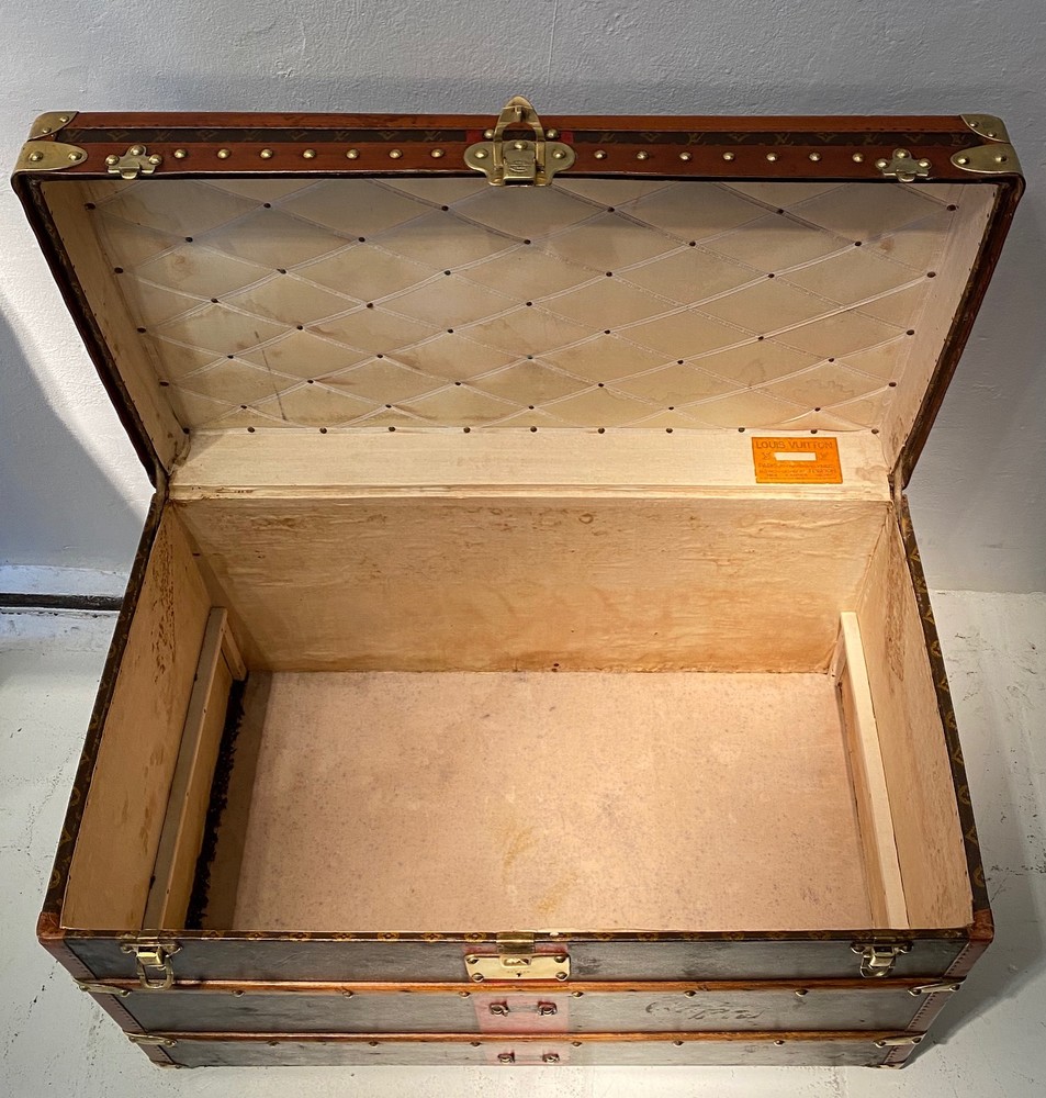 Goyard Antique Vintage Monogram Steamer Trunk Louis Vuitton Suitcase 19th C