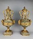 Pair 19th century Louis XVI style marble urns. 