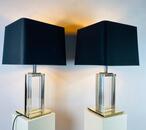 Pair large vintage table lamps. 