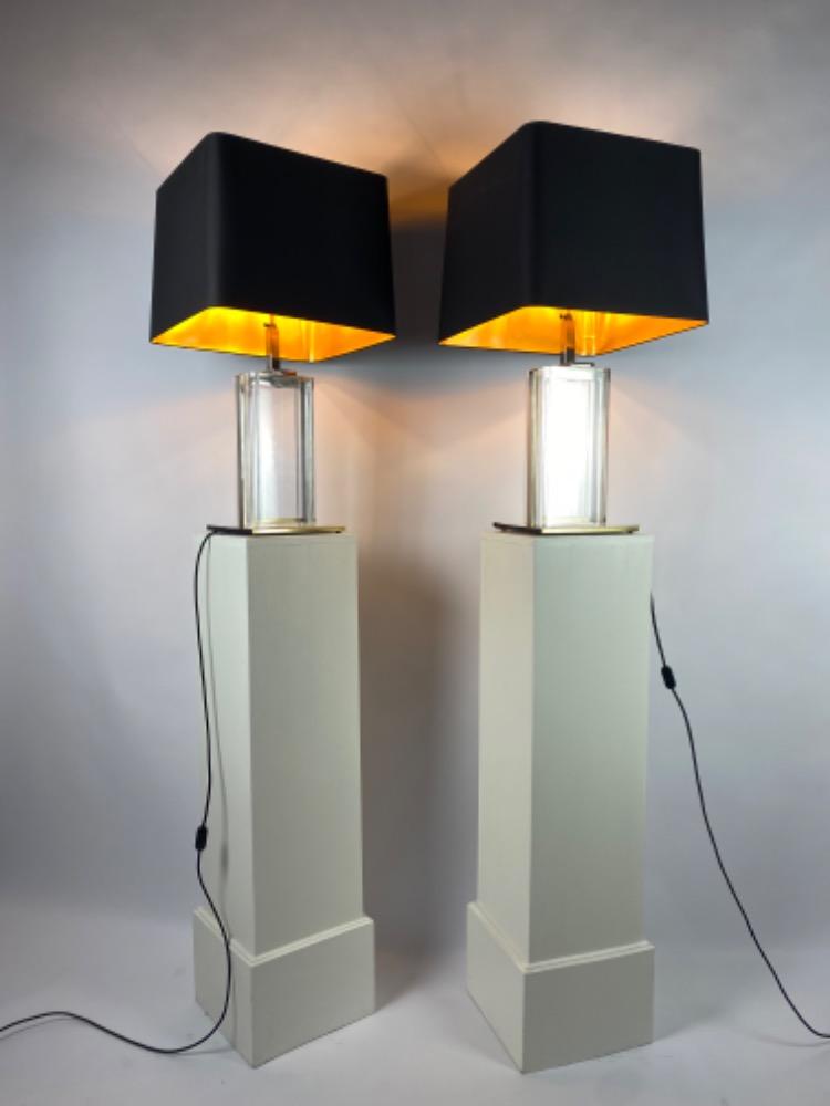 Pair large vintage table lamps. 