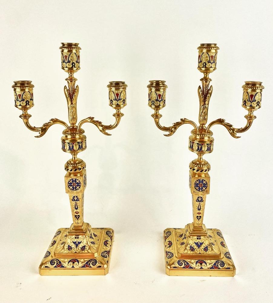 English Brass Adjustable Candelabra, Pair, Circa 1870