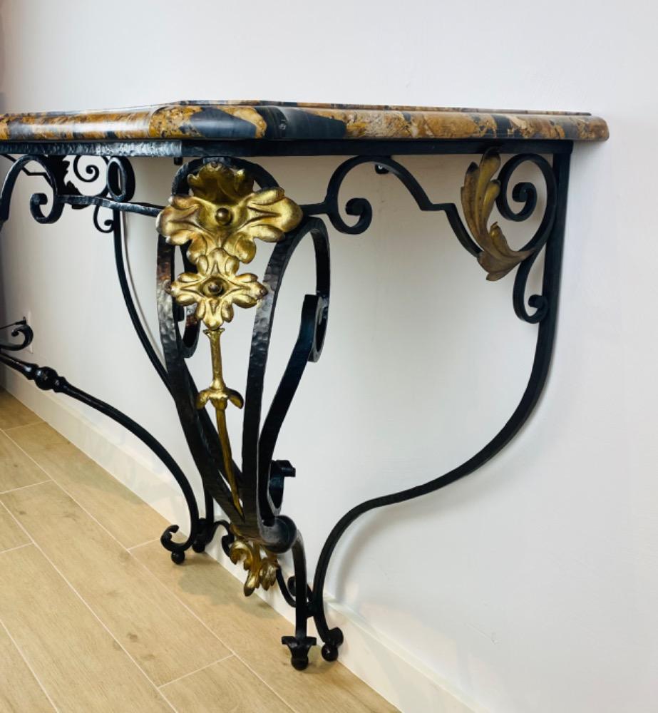 Wrought iron console, style Louis XV