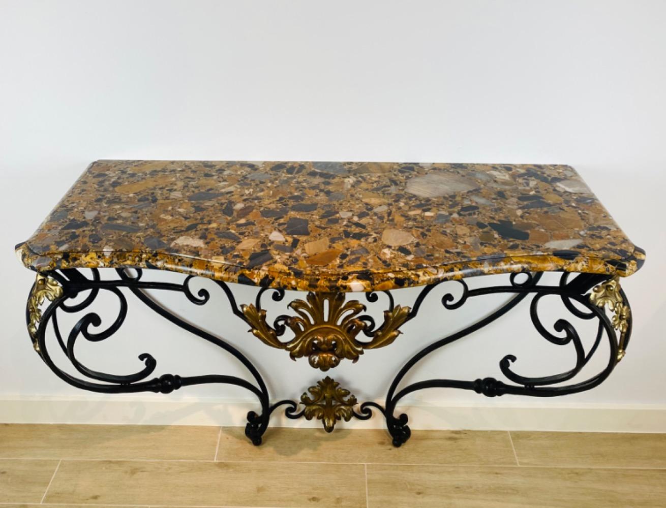 Wrought iron console, style Louis XV