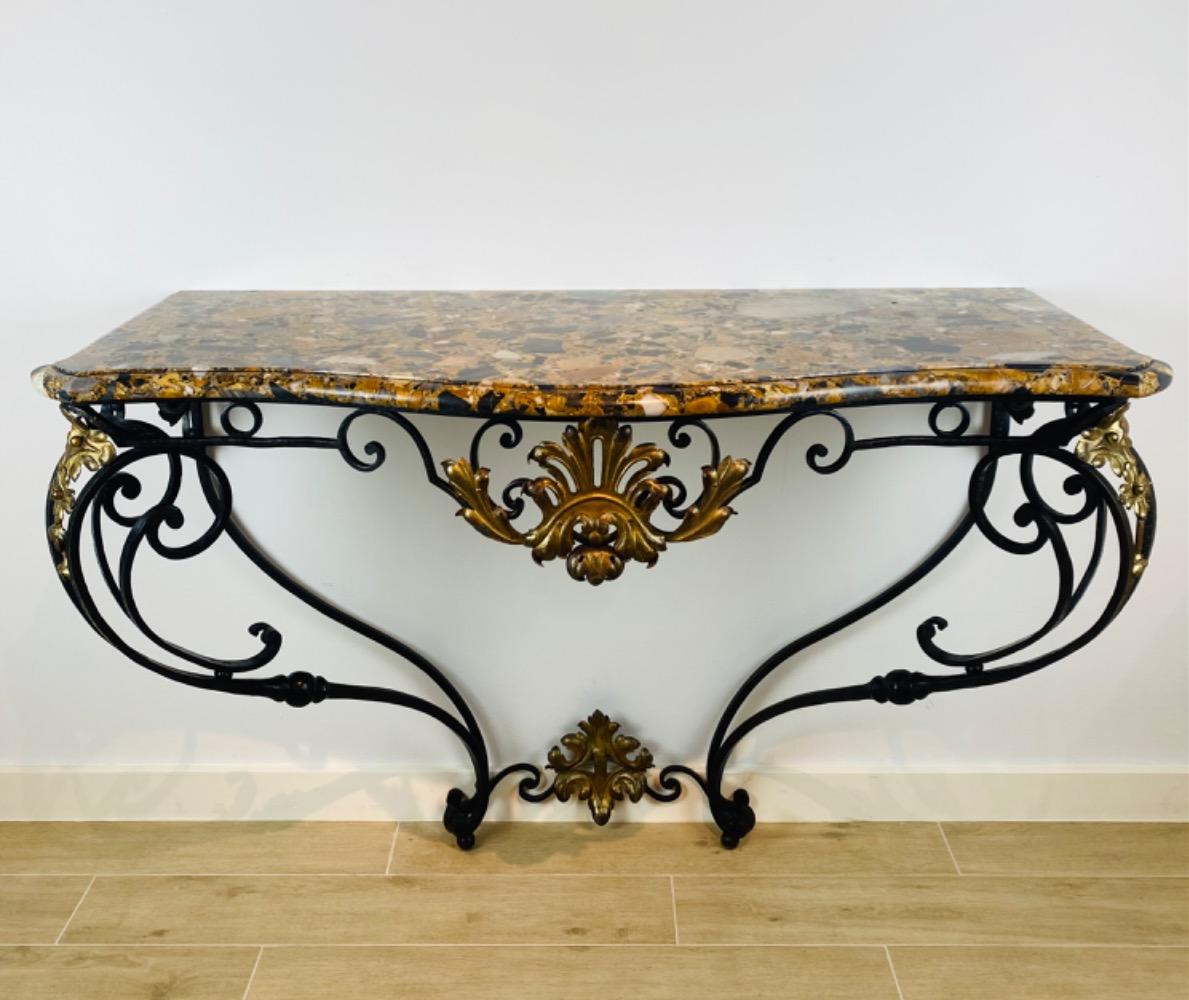 Wrought iron console, style Louis XV