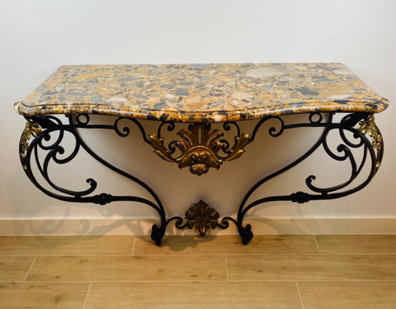 Wrought iron console, style Louis XV